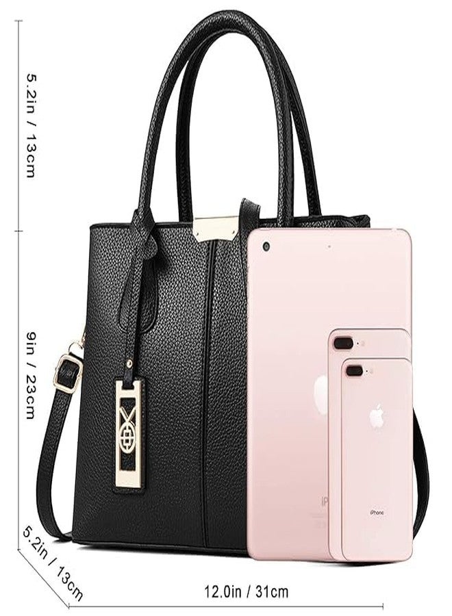 SOKT Purses and Handbags for Women Shoulder Tote Bags Satchel Top Handle Bag (BLACK) - Image 4